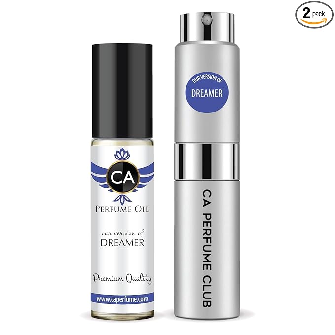 CA Perfume Duo Impression of Dreamer For Men Perfume Layering Set Mens Cologne Long Lasting Travel Size EDP + Body Oil Roll-On Bottle 0.27 Fl Oz+0.33 Fl Oz