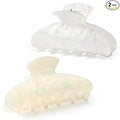 Aileam Acetate Hair Claw Clips for Women,White Beige hair clip French Design Strong Hold Non-Slip claw clips for Thick Hair, 2 Pack