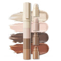 Erinde 4-in-1 Stackable Contour & Highlighter Stick, Creamy Multi-Use Shading & Illuminating Pencil, Cool Tone Grey Brown & Warm Bronzer, Matte & Pearl White Highlight, Travel Makeup Crayon