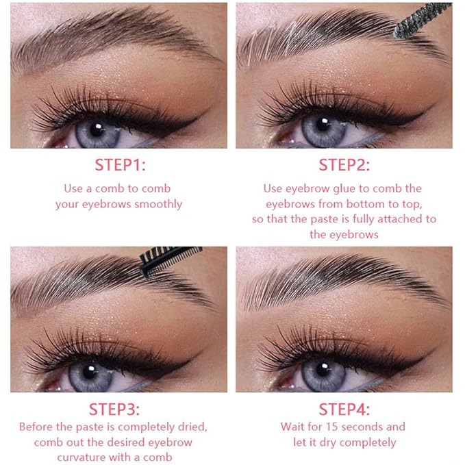 Clear Eyebrow Gel Eyebrow Fixer with Brow Comb, Long Lasting 3D Brow Wax Eyebrow Shaping Makeup, 1 Piece