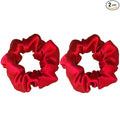 SALE - Pure Mulberry Silk Hair Scrunchies - 16 Momme Silk Hair Ties for Women with Curly, Thick or Thin Hair (2, 11 red x2)