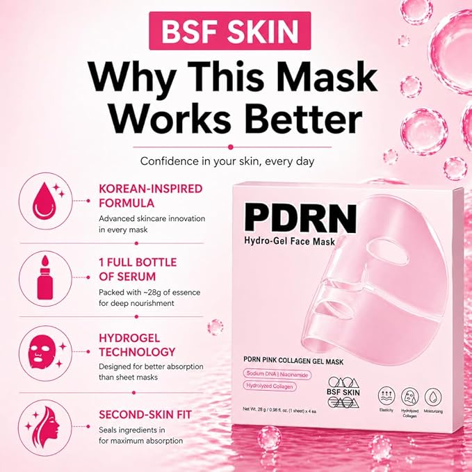 Salmon DNA PDRN Pink Collagen Jelly Hydrogel Face Mask | 11 Peptide Complex | Overnight Face Mask for Glass & Glowy Skin | Moisturizing, Firming, Hydrating & Elasticity Care (28g x4ea)