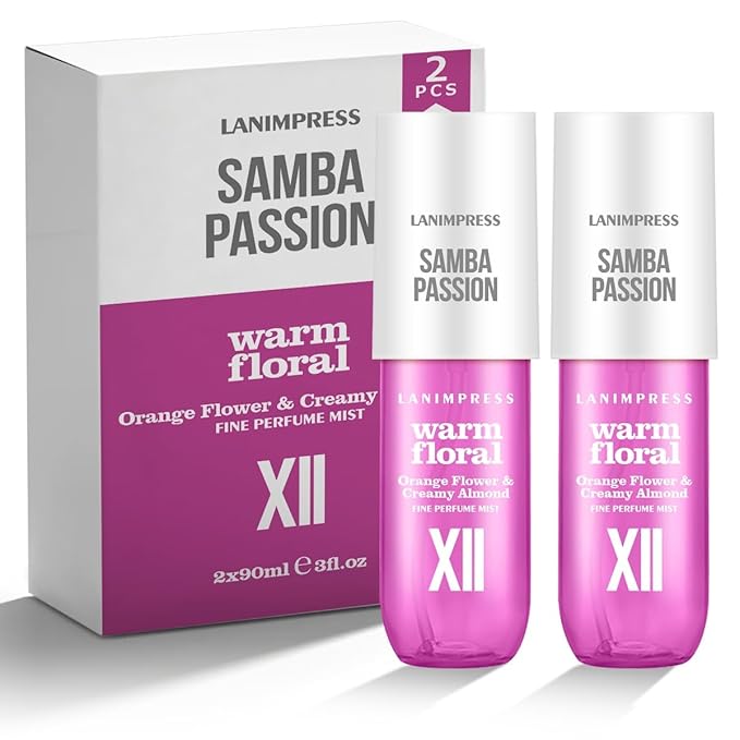 2 Pack 6 fl oz Hair Mist and Body Spray for Women（Eau De Parfum）,Warm Floral Perfume No.12，With Notes of Orange Flower,Creamy Almond