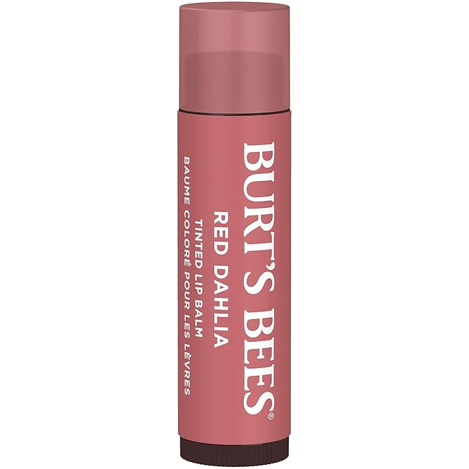 Burt's Bees Lip Tint Balm with Long Lasting 2 in 1 Duo Tinted Balm Formula, Color Infused with Deeply Hydrating Shea Butter for a Natural Looking Buildable Finish, Fiery Red Dahlia (16-Pack)