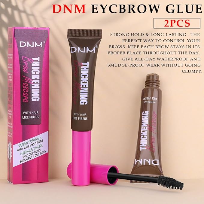 Tinted Thickening Brow Mascara,Brow Glue Eyebrow Gel,Waterproof, Transfer-proof, Brush to Fill in Eyebrows and Cover Gray Hairs - Cruelty Free (2pcs 06 Brunette &07 Espresso)