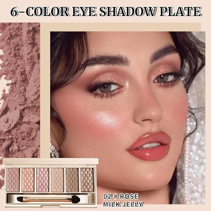 Rose Mauve Neutral Nude Eyeshadow Palette–6 Matte&Shimmer Shades, High Pigment Long-Lasting Blendable Eye Shadow Kit for Natural Everyday Makeup, Soft Glam Looks, Mature&Hooded Eyes, Paleta de Sombras