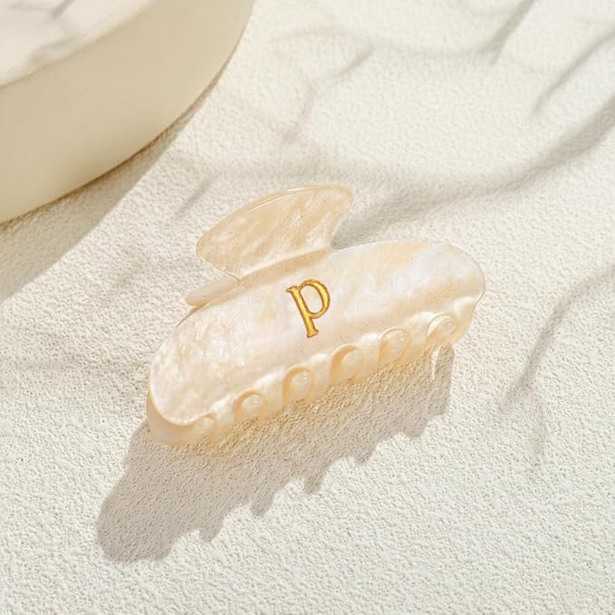 Acrylic Letter Hair Clips For Women Alphabet Hair Claw Initial Hair Clip Fashion Glitter Chic Monogram Claw Clip Hair Accessory Large Hair Clips P