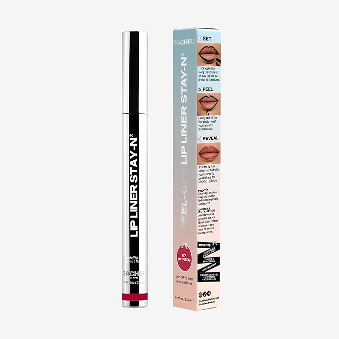 Sacheu Lip Liner STAY-N Peel Off Lip Stain — Long Lasting Waterproof Lip Tint with Hyaluronic Acid & Vitamin E — Transfer Proof Matte Finish, Vegan & Cruelty-Free (getREDy)