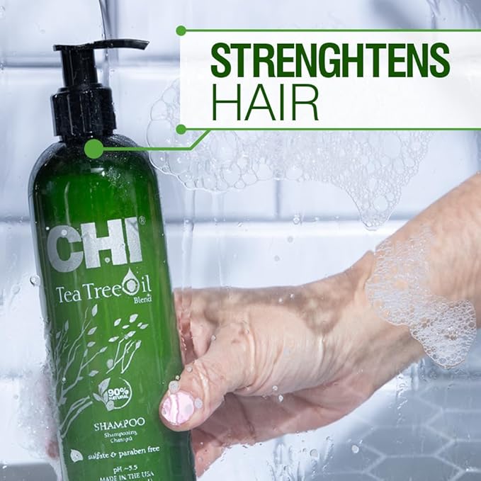 CHI Tea Tree Oil Shampoo, Strengthening Shampoo For Gently Cleansing Hair & Removing Impurities, Sulfate, Paraben, & Cruelty-Free, 25 Oz