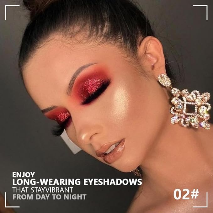 CAKAILA Monochrome Powder Eyeshadow Palette Makeup,Wine Red Natural Neutral Single Shimmer Eye Shadow for Older Women,Buildable Sparkly Eye Finish,Long Lasting Naturing-Looking