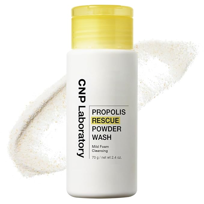 CNP Propolis Rescue Powder Wash, Exfoliating Face Wash with AHA & PHA, for Dry, Sensitive Skin, Dermatologically Tested, 2.4 oz.
