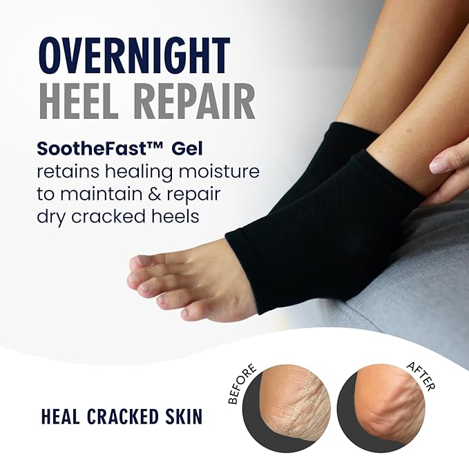 Dr. Frederick's Original Moisturizing Heel Socks for Dry Cracked Heels Treatment - Infused with Olive Oil, Jojoba Oil and Vitamin E - 2 Pairs - Self Care Gifts for Women & Men - Black Argan