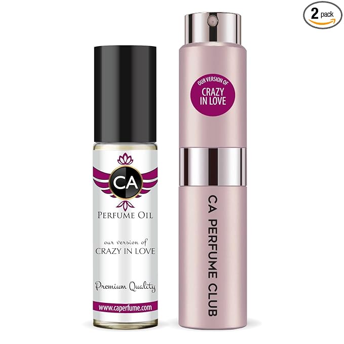 CA Perfume Duo Impression of Crazy In Love For Women Perfume Layering Set Long Lasting Travel Size EDP + Body Oil Roll-On Bottle 0.27 Fl Oz+0.33 Fl Oz
