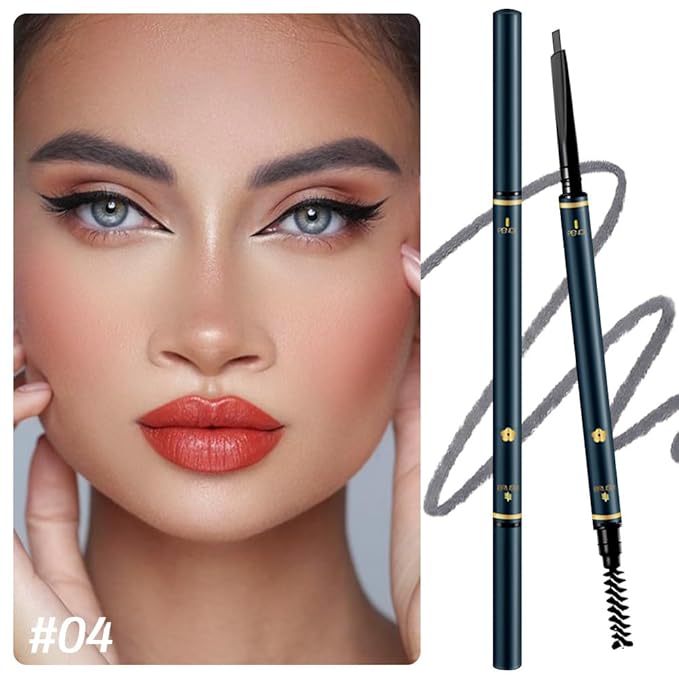 FeiCuiYun 5 Pcs Eyebrow Pencils for Women, Waterproof Professional Makeup Micro Brow Pencil, Grey Brow Kit with Eyebrow Brush, Ultra-Fine Mechanical Pencil, Vegan&Cruelty-Free (C04#Grey)