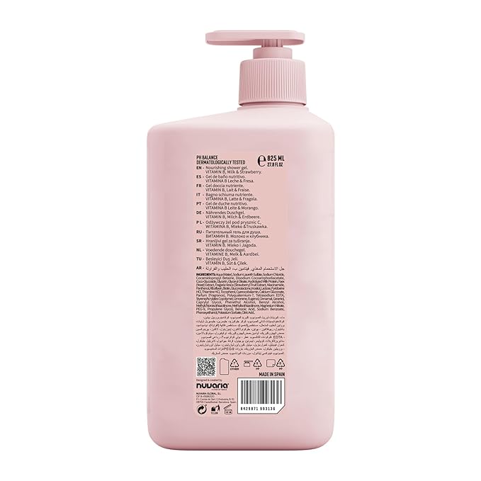 Dicora Urban Shower Gel - Natural Nourishing Body Wash with Fresh Fruity Aroma - Moisturizing Body Wash Women and Men - Milk and Strawberry - 27.8 oz