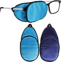 eZAKKA Eye Patches for Adults Kids Eye Patch for Glasses Silk Patch for Lazy Eye Amblyopia Strabismus and After Surgery (Light Blue + Deep Blue)