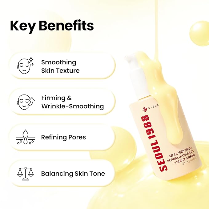 K-SECRET SEOUL 1988 Retinal Serum – Formulated with Advanced Retinal Liposome 2% and 58% Black Ginseng Extract | Fine Lines and Skin Texture Care Serum | Korean Skincare, 30ml / 1.01 fl oz