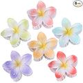 CHANDAT Flower Hair Clips 6 PCS Hawaiian Claw Clips for Vacation Hibiscus Hair Claw Clips Cute Large Hair Clips for Thick and Thin Hair Plumeria Hair Accessories for Women Girls -Light Petal