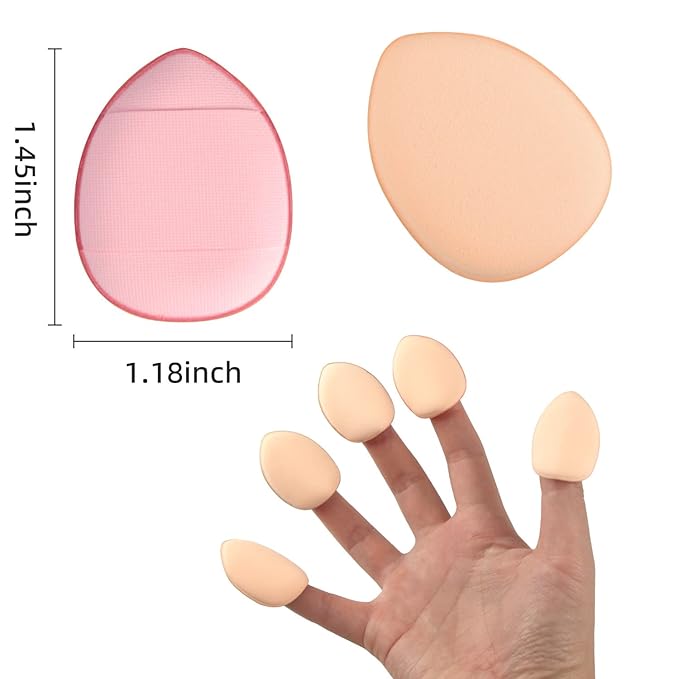 Finger Puff, 12 Pcs Mini Makeup Puff,Suitable For Foundation, Concealer, Eye Shadow,Beauty Makeup Tools (5 Color 1 Set)