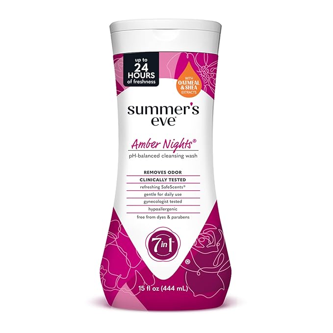 Summer's Eve Amber Nights with Oat and Shea Extracts, Daily Refreshing All Over Feminine Body Wash, Removes Odor, Feminine Wash pH Balanced, 15 fl oz