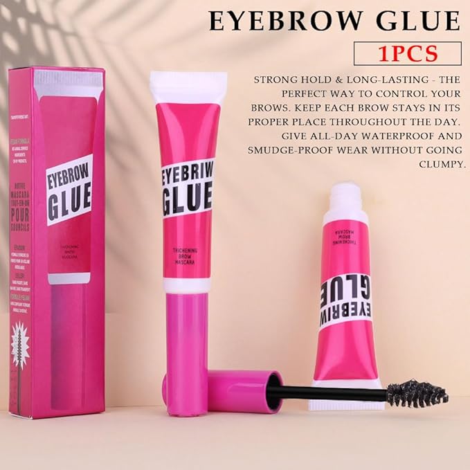 Tinted Thickening Brow Mascara,Tinted Eyebrow Gel,Waterproof, Transfer-proof, Brush to Fill in Eyebrows and Cover Gray Hairs - Cruelty Free (1Pcs #09 transparent brow glue)
