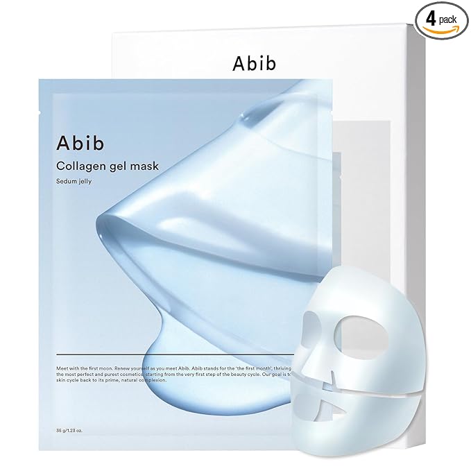 Abib Collagen Gel Mask Sedum Jelly 4 Sheets (Hydrating) I Korean Vegan Collagen, Cooling Hydrating Hyaluronic Acid Hydrogel Face Mask Skin Care