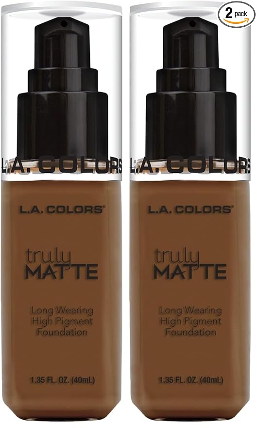 L.A. COLORS Truly Matte Foundation, Mahogany CLM364 (Pack of 2)