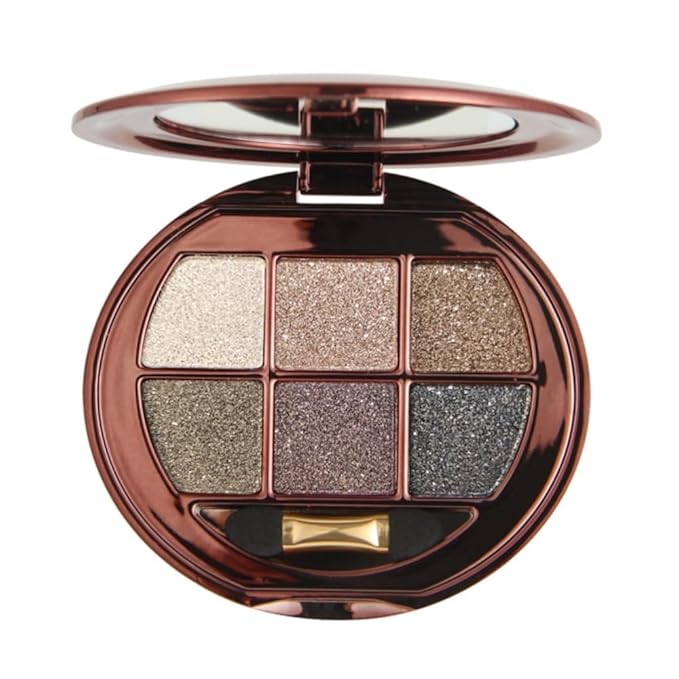 Shimmer Eyeshadow Palette, Neutral Smokey Eye Shadow, Gold Champagne Brown Black Glitter Eyeshadow, Metallic Sparkle Eye Makeup, Smooth Blendable Long Lasting Eyeshadow Palette for Daily Glam Look 02