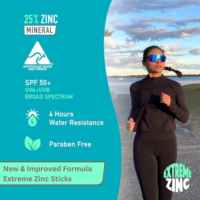 Sun Zapper Extreme Zinc Sunscreen Stick SPF 50+ Coral Pink – Colored Water Resistant Mineral Sunscreen for Face, Zinc Oxide Surf Sunscreen Stick for Water Sports, 15g (0.53 oz), Australian Made