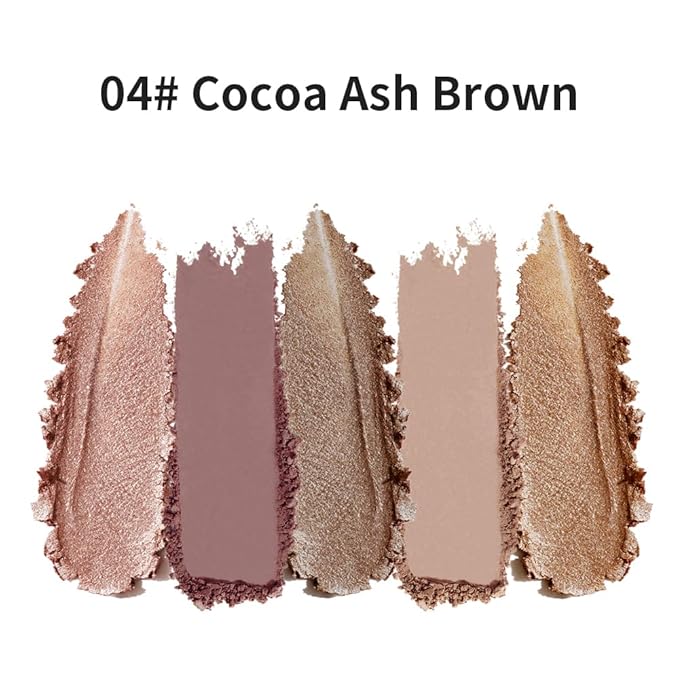 Olive Green Brown Earthy Matte & Shimmer Eyeshadow, 5 Color Highly Pigmented Blendable Soft Eye Shadow Palette Makeup for Older Women, Long Lasting Mini Travel Size, Suitable for Mature Skin 04#