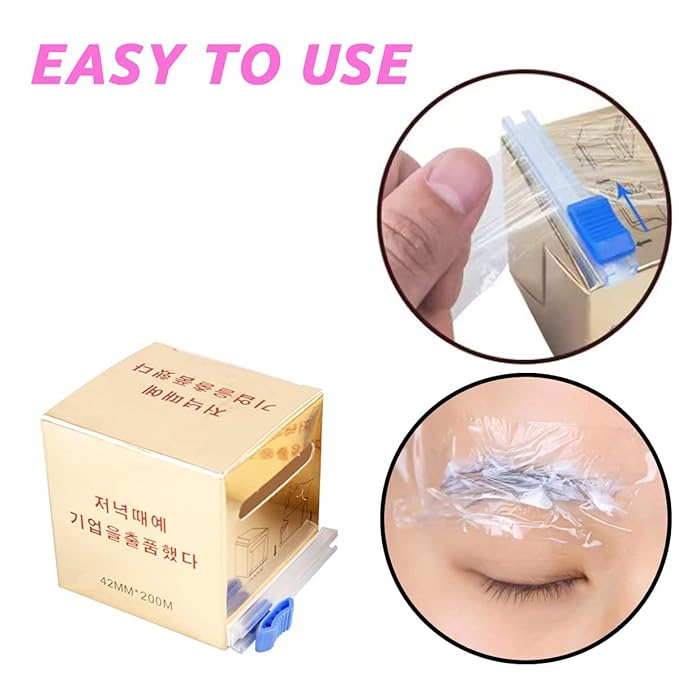AIYUENCICI Disposable Eyebrow Tattoo Plastic Wrap Preservative Film with Microblading Kit for Lip Blush, Eyebrow Lamination Lash Lift Permanent Make Up Cling Cover Tape Roll Transparent 2 Pack