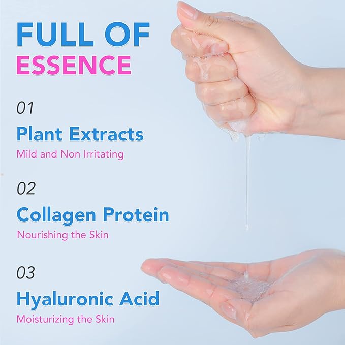 48 Packs Collagen Essence Sheet Facial Masks, Plant Extract and Sodium Hyaluronate, Skincare for All Skin Types, Moisturizing and Soothing, Natural Skin Care Spa Korean Face Mask