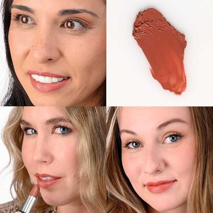 Red Apple Full Body Lipstick for Women - Vegan Gluten Free Organic Lipstick - Creamy Lip Color, Nourishing Lip Makeup w Vitamin E - WARM ORANGE BROWN SHADE - SPICE 'N EASY