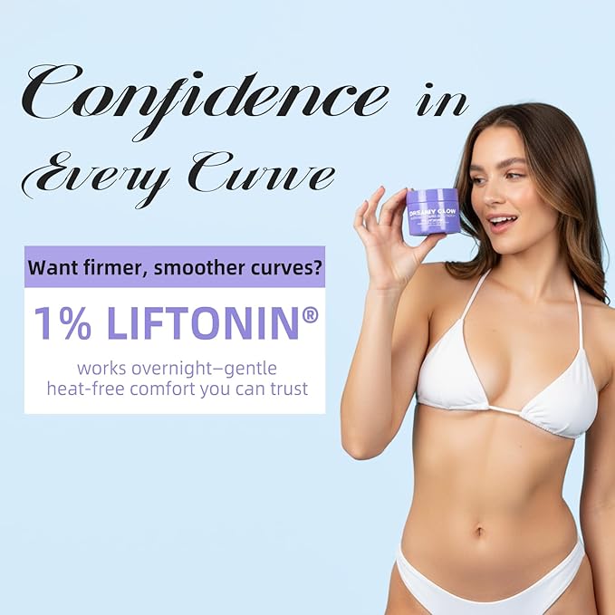 Overnight Toning Whip Cream – Dreamy Glow Skin Tightening & Anti-Cellulite Lotion for Body, Booty, Belly & Arms Firming Cream with Satin Mask 3.38 fl oz