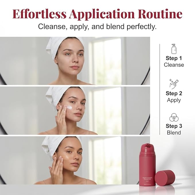 Korean Color Changing Foundation, 2026 New Skin Tone Adapting Liquid Foundation, Automatically Adjusts Makeup Application, Concealing Fine Lines And Wrinkles for All Skin Tones (2pcs)