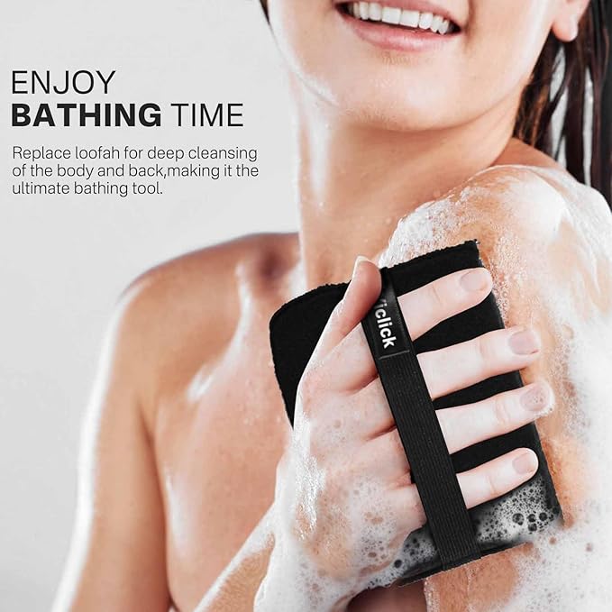 Yiclick Exfoliating Body Scrubber (2 Pack), Body Scrubber Exfoliator, Exfoliating Sponge for Shower Bath, Shower Loofah Luffa Lufa with Handle for Men Women, Dead Skin Exfoliator for Body Scrub