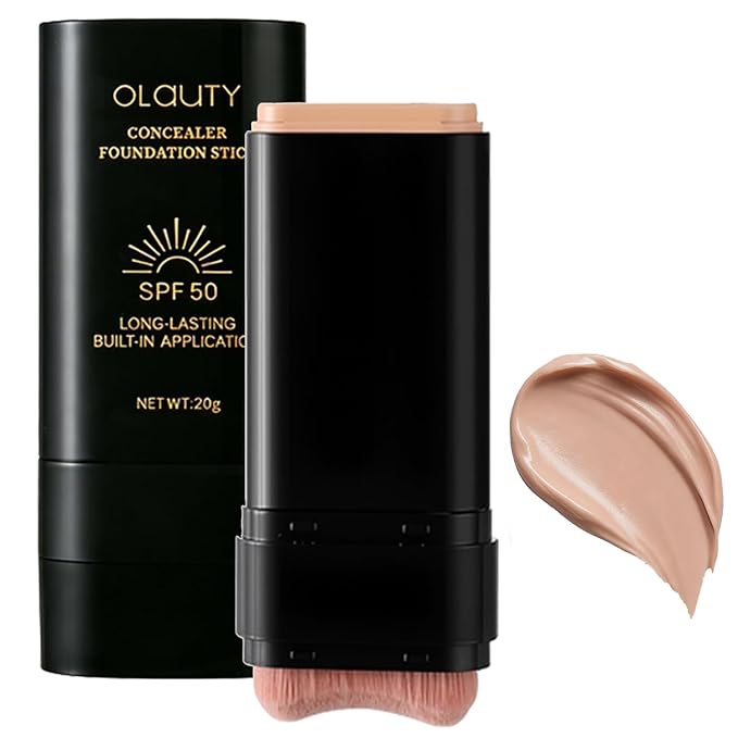 Foundation Stick, 2 in 1 Dual-Ended Long-Lasting Concealer Korean Foundation Stick, Full Coverage Foundation Makeup, Sunscreen Concealer Stick, Tattoo Cover Up Makeup, Matte Finish for Face (WHEAT)
