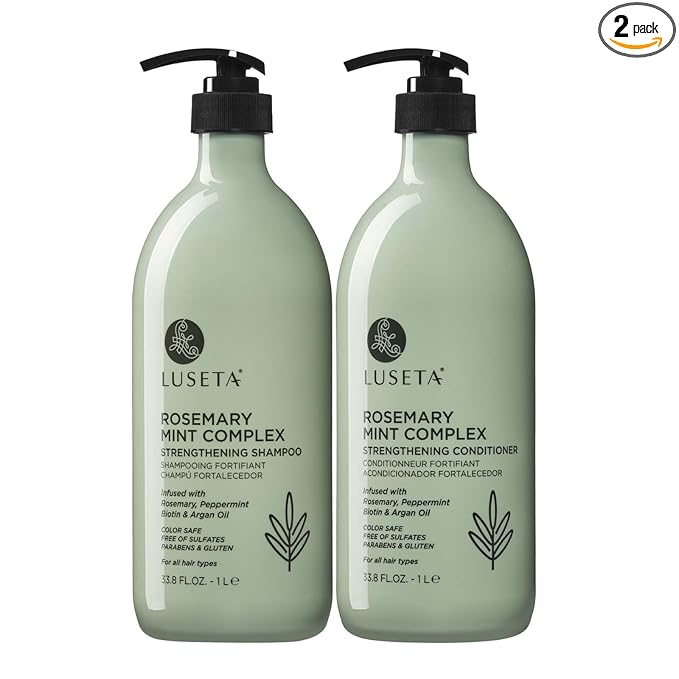 Luseta Rosemary Mint Strengthening Shampoo and Conditioner Set Nourish & Smooth Damaged Hair Thickening Shampoo for Thinning Hair,Add Shine for All Hair Types, for Men and Women 33.8oz×2