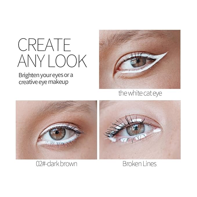 Go Ho 12 PCS White Eyebrow Eyeliner Pencils,White Eyeshadow Makeup Pen,Sweatproof Eye Highlighter Makeup Pencil,Long-lasting Nice Color Eye Brow Gel Pen,Brow Tint Sticks