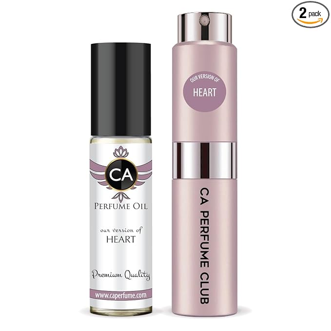 CA Perfume Duo Impression of Heart For Women Perfume Layering Set Long Lasting Travel Size EDP + Body Oil Roll-On Bottle 0.27 Fl Oz+0.33 Fl Oz