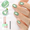 Double Rhythm 15ML Jelly Glass Cat Eye Gel Polish with Magnet Holographic Glitter Shimmer Translucent Sheer Color Salon Soak Off Magnetic Nail at Home (Pale Green-MC1198)