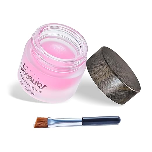 Libeauty Salon Choice Lash Lift Glue Balm, Super Sticky for Brow Lamination and Eyelash Perm, Gentle Fragrance, Water Soluble, Brush Included, Pink Peach