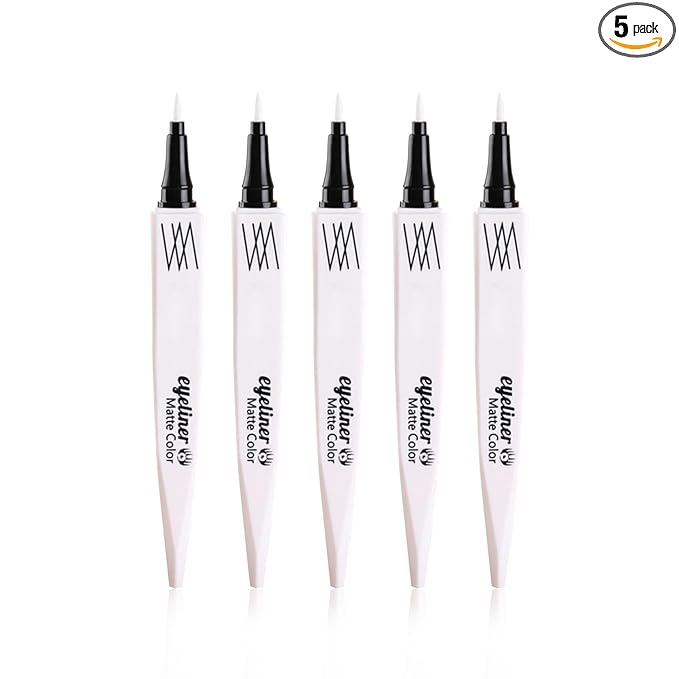 5 PCS White Eyeliner Pencils,Professional Long Lasting Waterproof White Makeup Pencils,Highly Pigmented Inner Corner Eye Highlighter Eyeliner Pencil 01