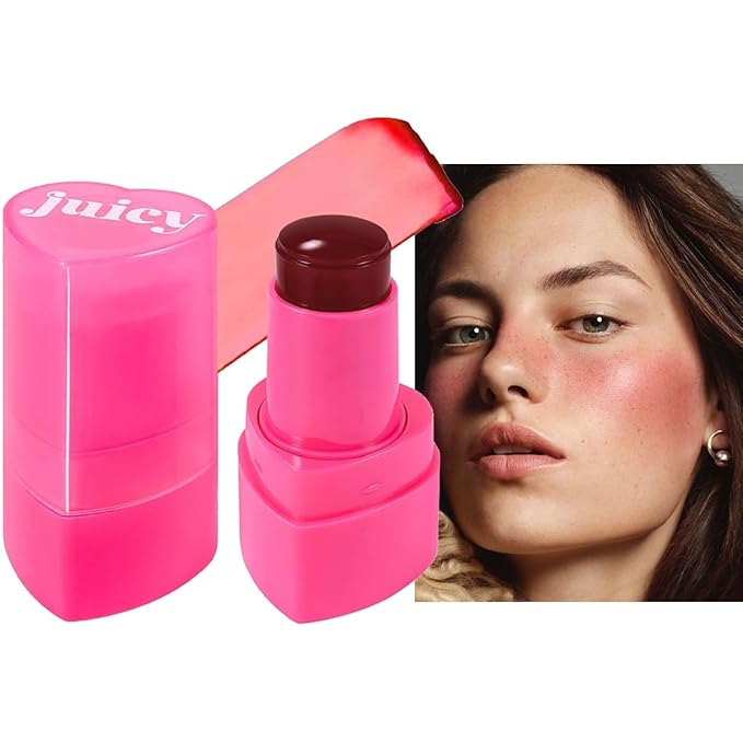 Multi-Use Juicy Love Blush, Cooling Water Jelly Tint Stick, Bouncy Jelly Texture, 3-In-1 Cheek Blush & Eyeshadow & Lip Tinted Long-Lasting Moisture - 1,000+ Swipes Per Stick (#04)