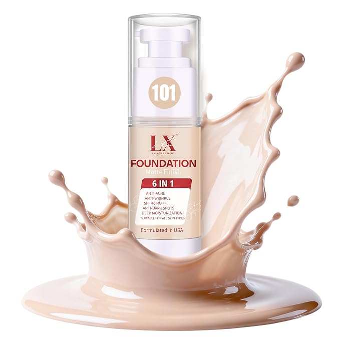 6-in-1 Makeup Infused with 1% Hyaluronic Acid- Matte + Poreless Liquid Foundation For A Glowing & Soft-Focus Look, Suitable for All Skin Types (101 Light, 6-in-1 Makeup Foundation)