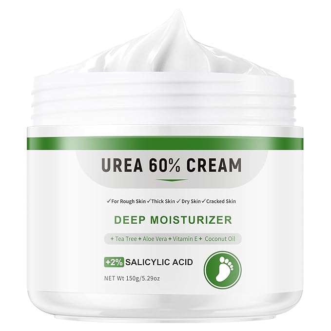 Urea Cream 60 Percent for Feet Maximum Strength, Foot Cream for Dry Cracked Heels and Feet, Foot Moisturizer, 5.29oz/150g