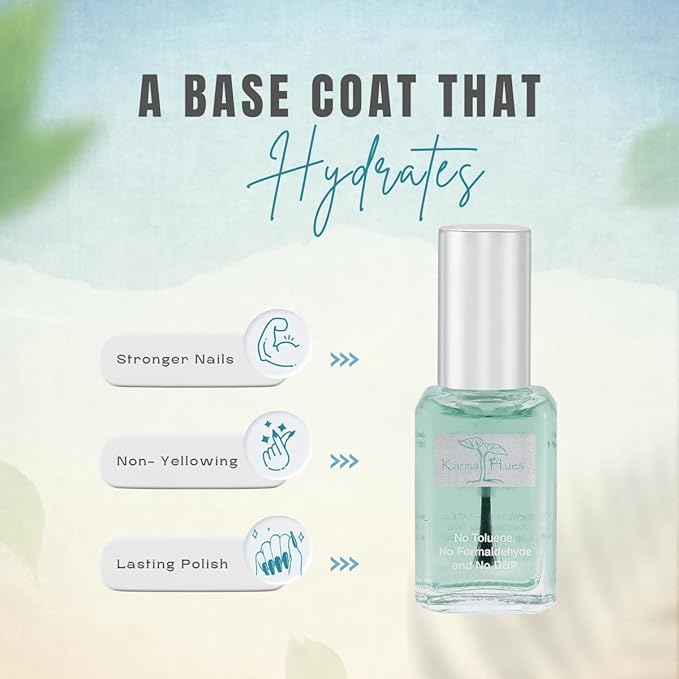 Karma Naturals Hydrating Base Coat – Non-Toxic, Vegan & Cruelty-Free Nail Polish for Strength & Protection
