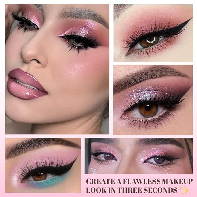 CAKAILA Pink Brown 4Colors Eyeshadow Makeup Palette with Brush Mirror,Natural Neutral Powde Eye Shadow Palettes for Older Women,Long Lasting Naturing-Looking,Lightweight Eye Makeup Kit Travel Size