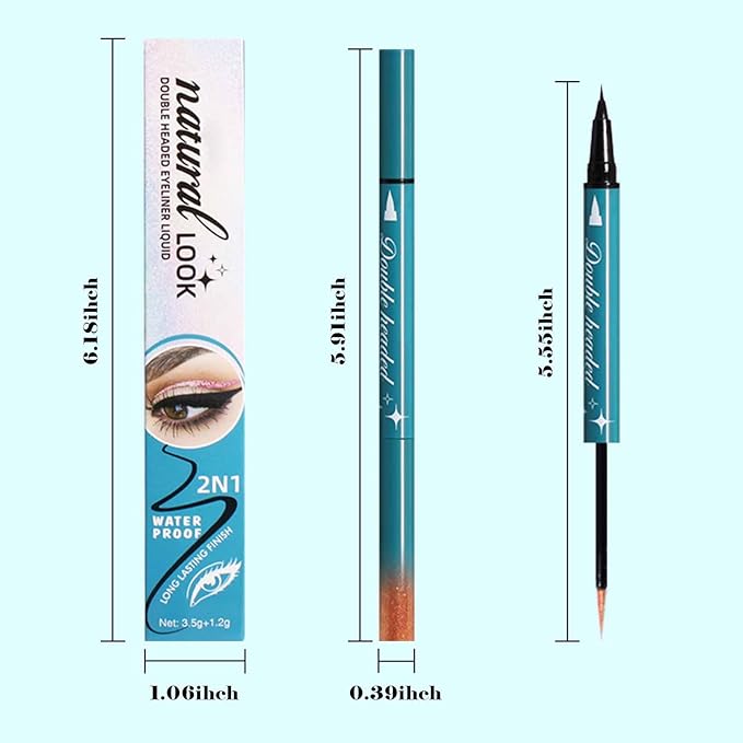 Double-Headed Liquid Sparkling Eyeshadow Eyeliner Pen for Women, Ultra - Fine Tip Glitter Shimmer Liner Shadow for Eye Makeup, High-Pigment Highlighter Brightener Stick,Waterproof Quick - Drying (6#)