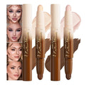 2Pcs Dual Ended Contour Stick Set, 21# + 23# Cream Concealer Highlighter, Waterproof No Transfer Long-Lasting 2-in-1 Face Contour Bronzer Sticks for Daily Makeup